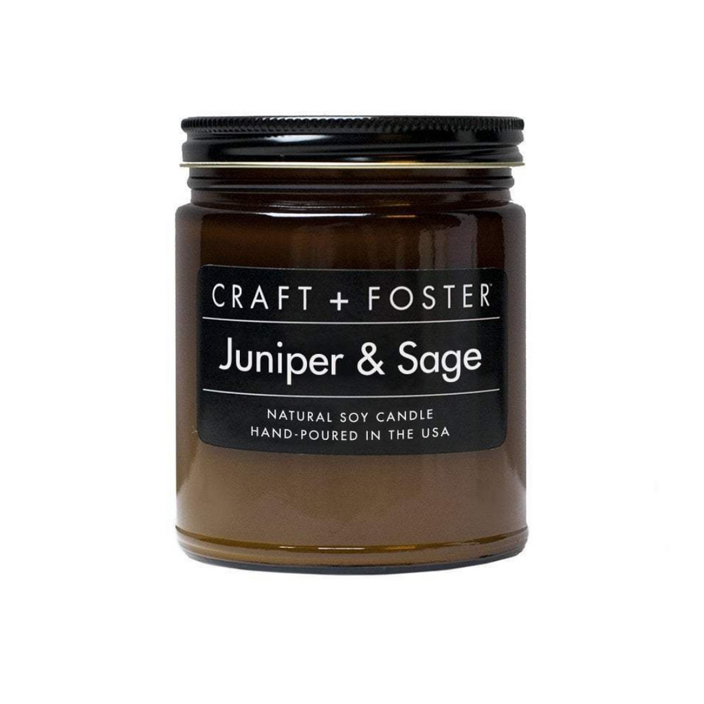 craft and foster juniper and sage black label natural hand-poured soy wax candle available at reap and sow