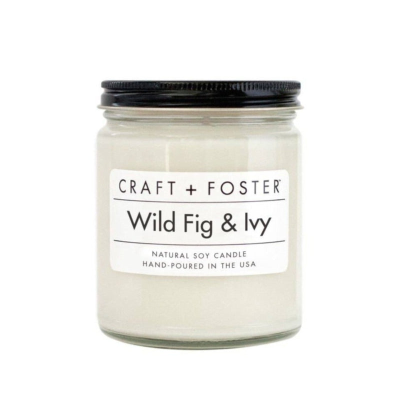 Craft + Foster hand-poured soy wax candle White Label Wild Fig & Ivy seasonal scent. made in the USA at Shop Reap & Sow