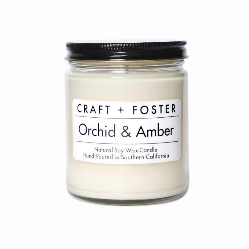 craft and foster orchid and amber white label natural hand-poured soy wax candle available at reap and sow