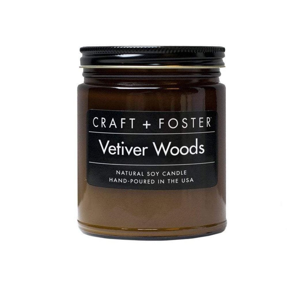 craft and foster vetiver woods black label natural hand-poured soy wax candle available at reap and sow