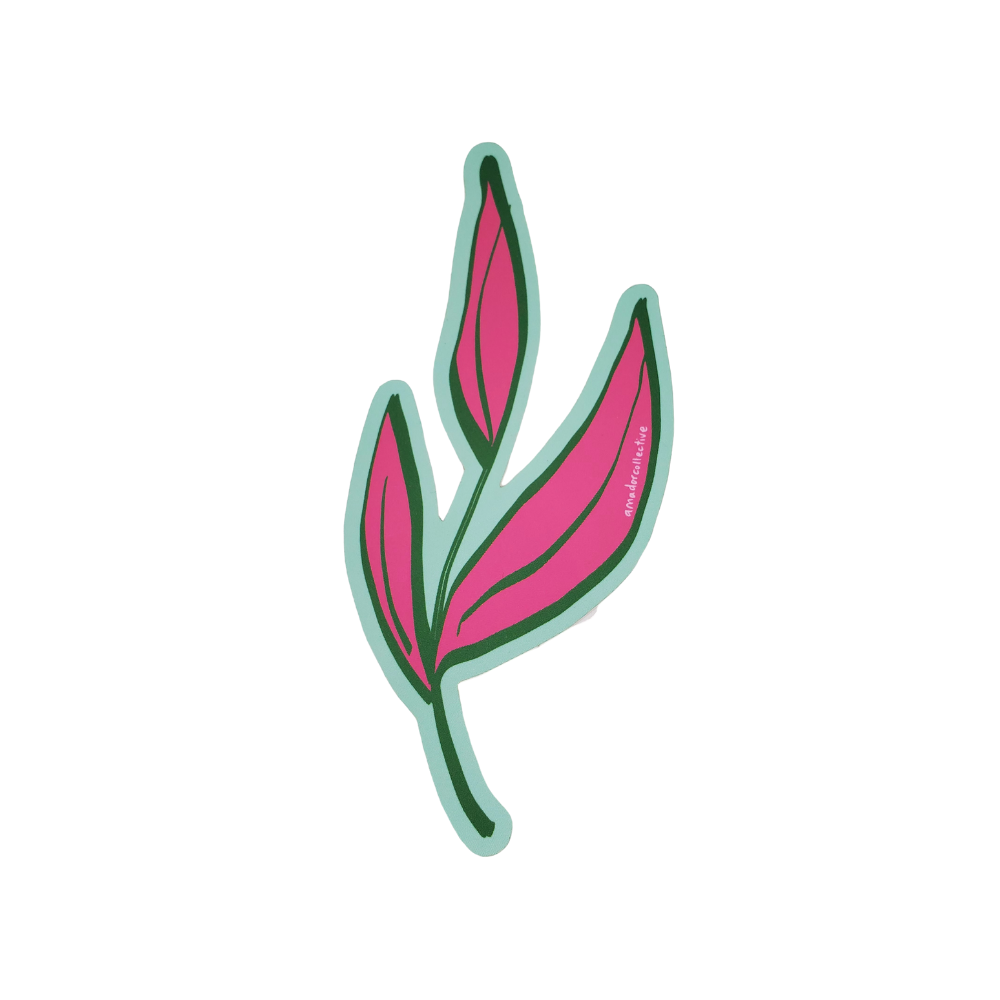 Pink & Green Leaf Collectible Sticker for plant and nature lovers was designed to remind that life is made up of seasons. 