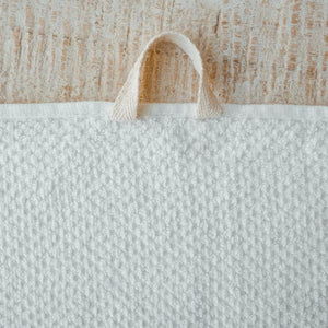 Close up. Anact Hemp Towel. A thoughtful loop allows bathers to hang up to dry with ease! Reap & Sow Refillery Zero-Waste Store  