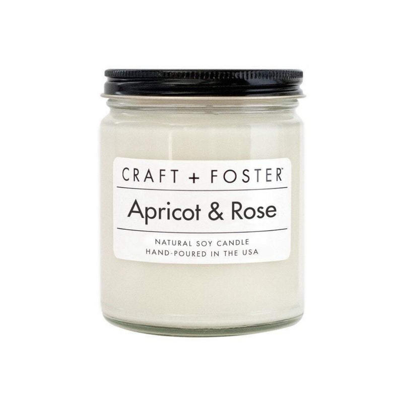 craft and foster apricot and rose white label natural hand-poured soy wax candle available at reap and sow