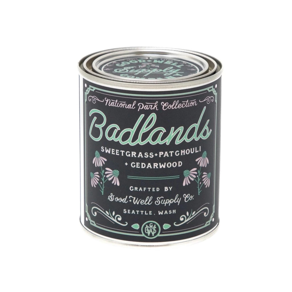 Badlands national park candle collection scent sweetgrass patchouli and cedarwood cradted by Good & Well Supply Co Seattle WA