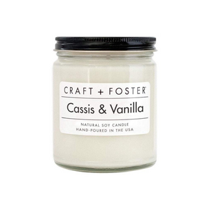 craft and foster cassis and vanilla white label natural hand-poured soy wax candle available at reap and sow