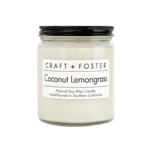 craft and foster coconut lemongrass white label natural hand-poured soy wax candle available at reap and sow
