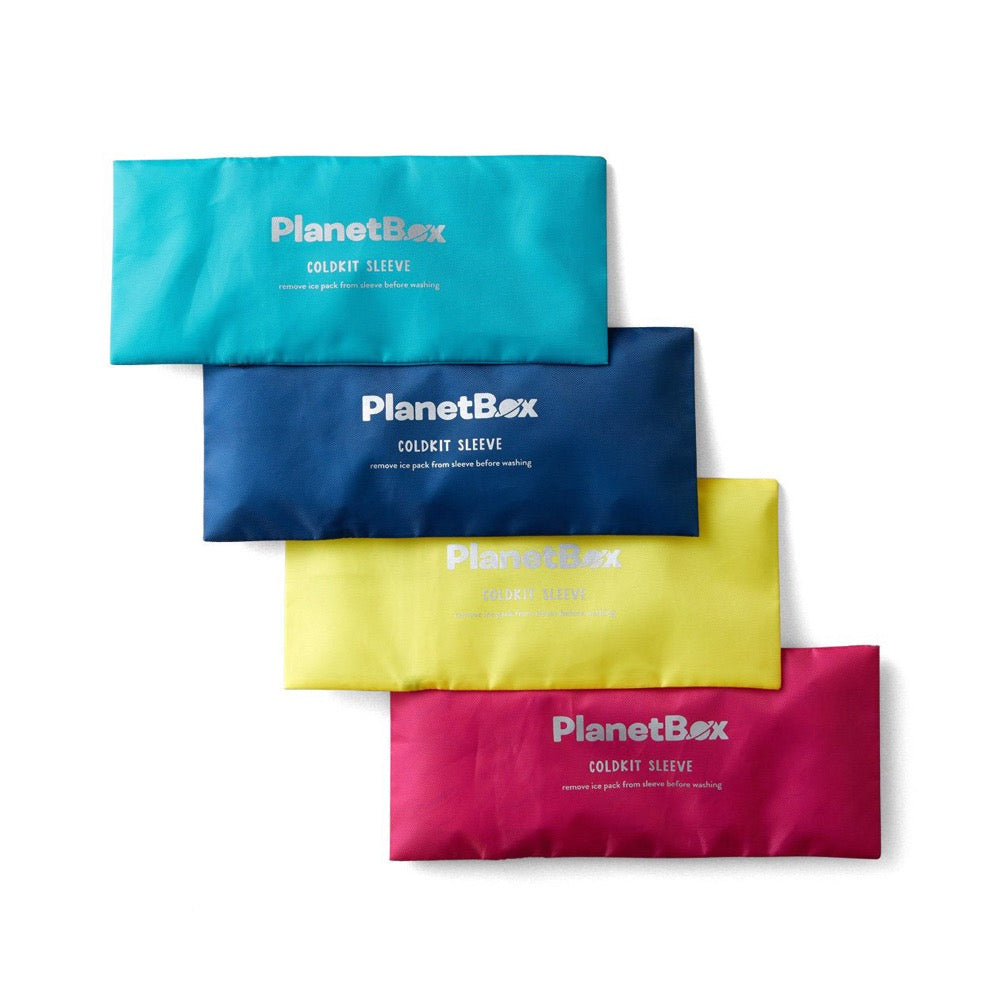planetbox coldkit sleeve in teal turquoise, navy blue, yellow, red