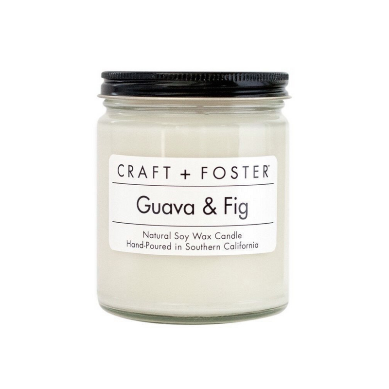craft and foster guava and fig white label natural hand-poured soy wax candle available at reap and sow