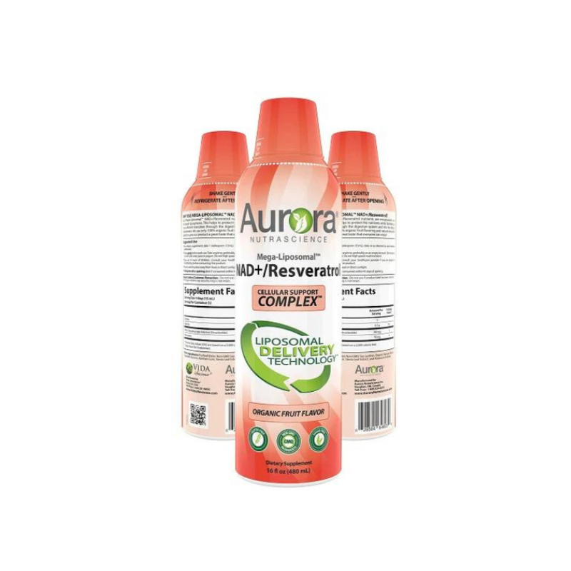 Aurora Nutrascience NAD+ Resveratrol cellular support complex organic fruit flavor 16fl oz 