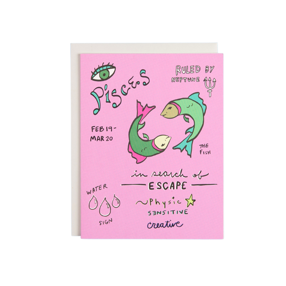 Pisces the Fish Birthday Zodiac Greeting Card with Astrological traits Amador Collective Available at Shop Reap & Sow