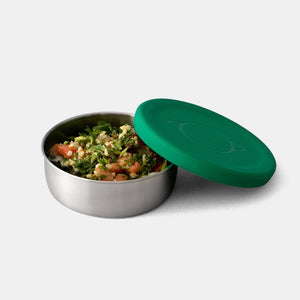 Tabouli Salad in Planetbox stainless steel round Big Dipper with green silicone cover in stock at Shop Reap and Sow