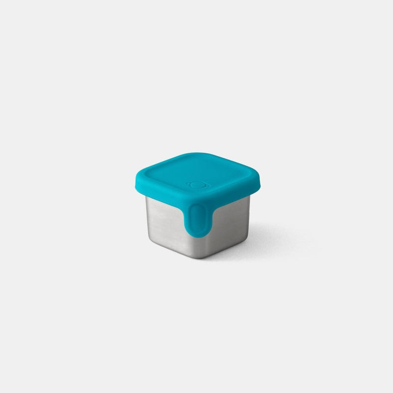 Little Dipper square stainless steel condiment size with turquoise silicone lid