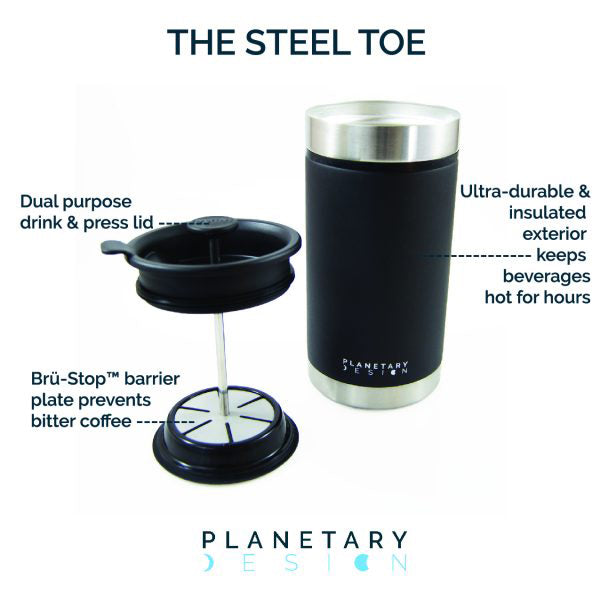 Personal French Press Steel Toe with Bru-Stop
