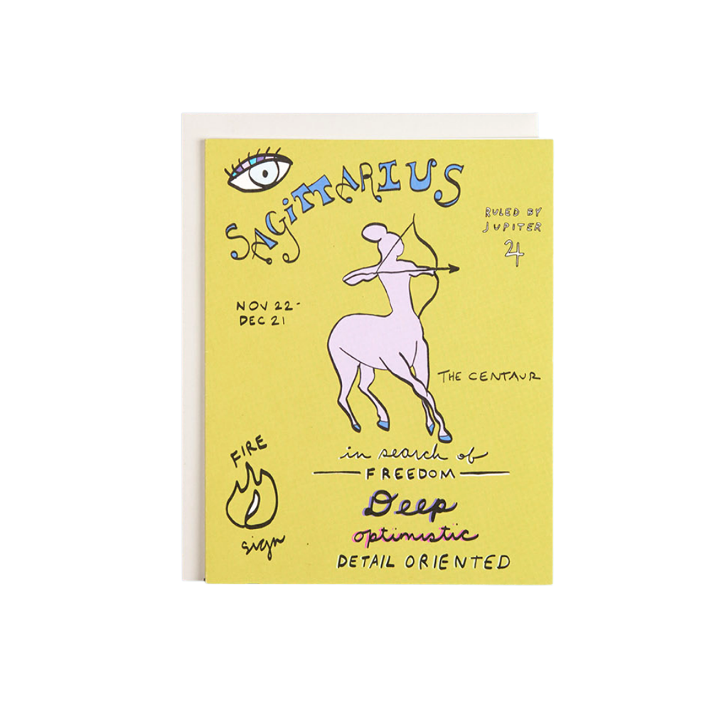 Sagittarius the Centaur Birthday Zodiac Greeting Card with Astrological traits Amador Collective Available at Shop Reap & Sow