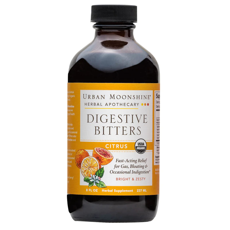 Urban Moonshine herbal apothecary digestive bitters citrus usda organic fast acting relief for gas, bloating or occasional indigestion traditional bitters 8fl oz at shop reap and sow