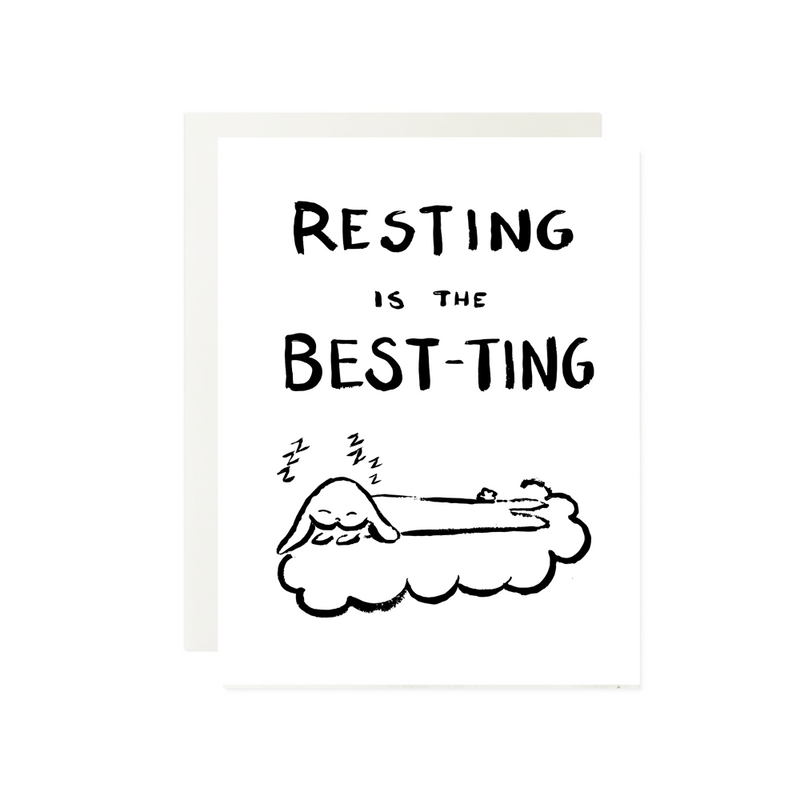 Amador greeting card resting is besting Card. perfect for illness recovery get well soon or give someone a spa gift, massage, gift ceritificate. 