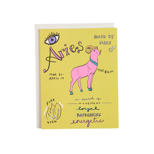 Aries the Ram Birthday Zodiac Greeting Card with Astrological traits Amador Collective Available at Shop Reap & Sow 