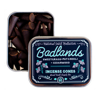Badlands incense cones sweetgrass patchouli cedarwood National Park Collection made in USA Shopreapandsow.com