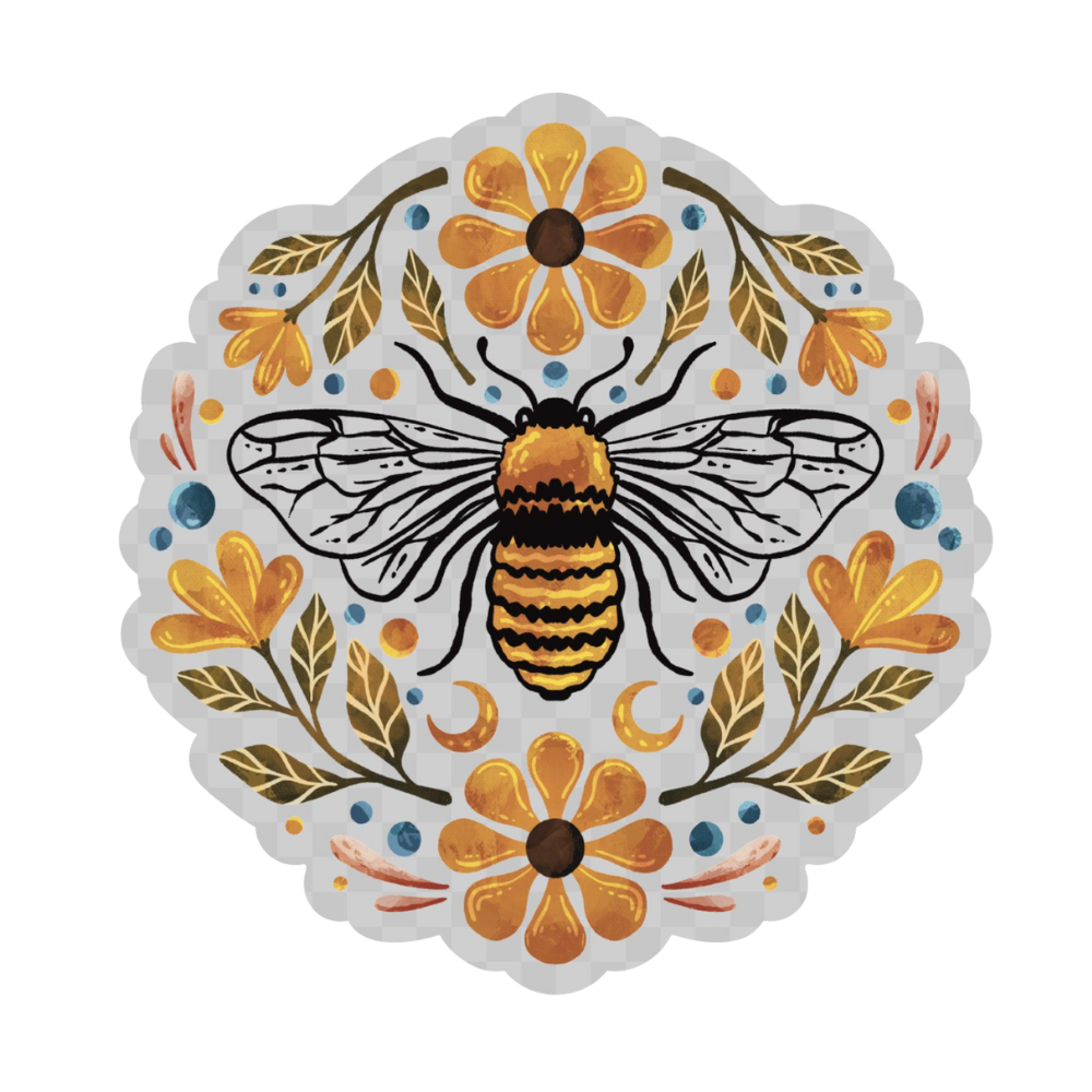 Sticker | Flowers And Bee Clear