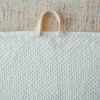 Close up. Anact Hemp Towel. A thoughtful loop allows bathers to hang up to dry with ease! Reap & Sow Refillery Zero-Waste 