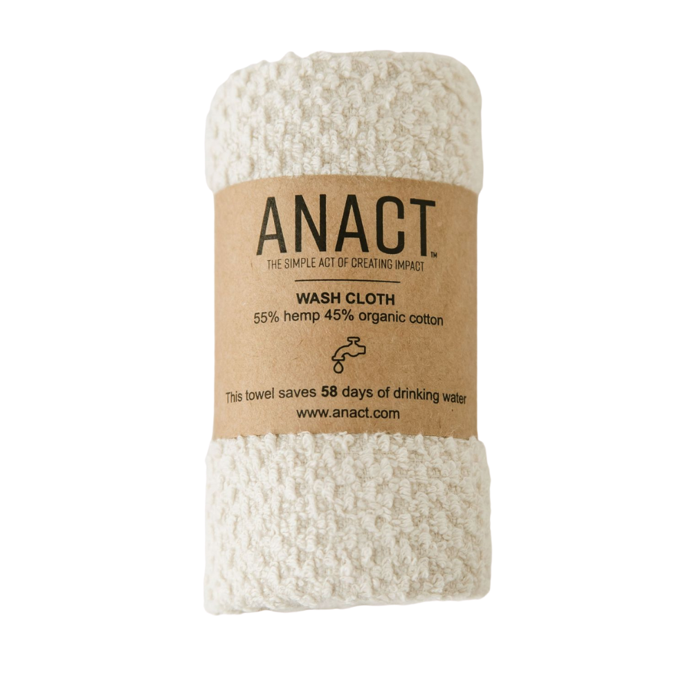 Anact hemp-based Wash Cloth towel. 55% hemp 45% organic cotton. 12" x 12" Quick drying, Ultra absorbent, Sustainable  