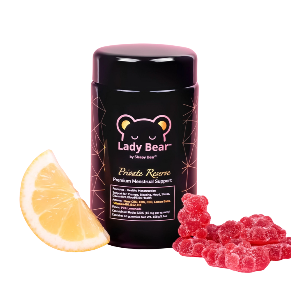 Lady Bear Gummies (CBD/CBG/CBC/VitaBlend/Lemon Balm) – Premium Menstrual Support