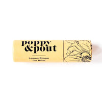 Lemon Bloom Poppy & Pout Lip Balm in yellow zero-waste packaging. Reap & Sow Zero Waste DIY Refillery