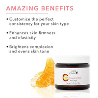  50% Vitamin C Mask Benefits:Customizable consistency, enhances firmness elasticity, Brightens complexion, evens skin tone. 