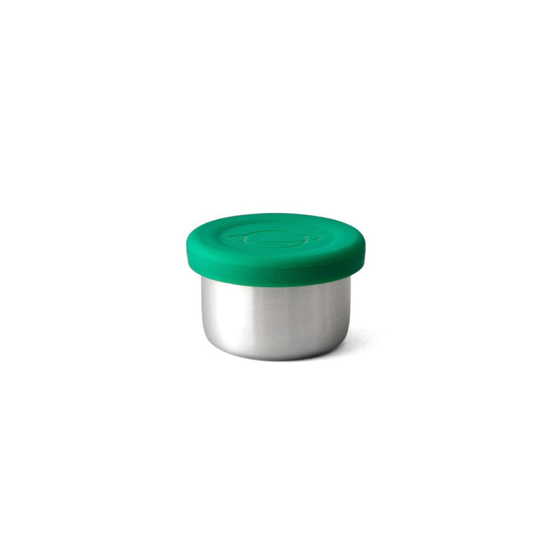 Little Dipper stainless steel condiment size with green silicone lid