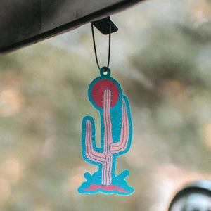 Auto car freshener saguaro cactus with red sun by good & well Reap & Sow