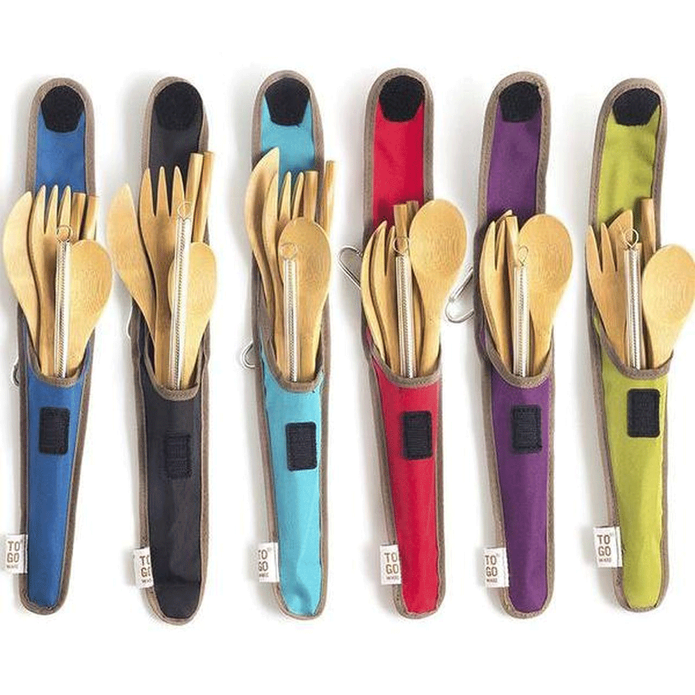 Bamboo Cutlery Kit with Recycled PET Pouch (Full Size)